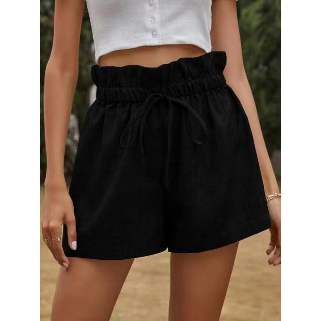 Women's High Waist Loose Fit Wide Leg Shorts Casual Summer Drawstring Pants