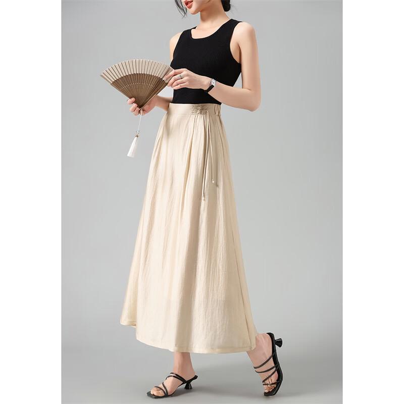 Elegant New Chinese Style Tencel A-Line Skirt