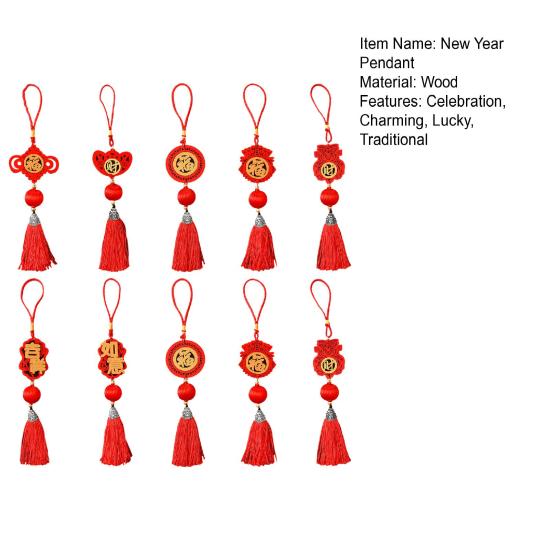 Chinese New Year Decoration Traditional Red Hanging Ornament Lucky Fu Pendant with Tassel for Spring Festival Home Office Car Tree Decor