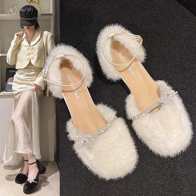 Mode Damen Neue Plüsch High Heels 2024 Herbst Koreanische Mode Damen Pumps Süße und Elegante Ausgehschuhe für Mädchen Zapatos De Mujer