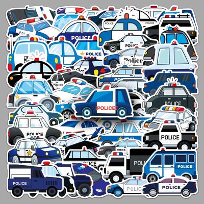 50 Polizei Auto Graffiti Cartoon Aufkleber für DIY Projekte, Handbücher, Wasserflaschen und Gepäck.
