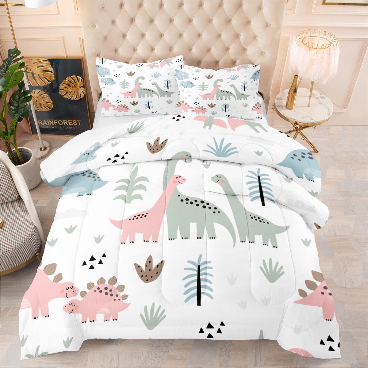 Animal Series Digital Print Quilted Comforter Bedding Set - 3 Piece Cartoon Duvet Cover Set 172*218cm