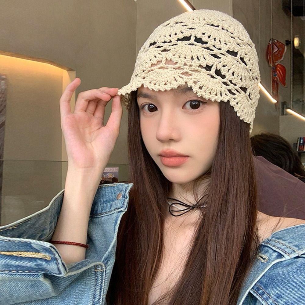 

Плетение полых вязаных шапок-бини шапка в стиле бохо повседневный тюрбан модная шляпа Y2K сладкая осень