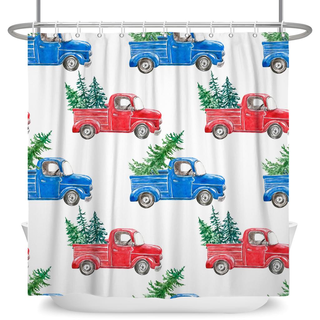 Merry Christmas Snowman Shower Curtains Waterproof Bath Curtain Santa Claus Snowflake for Bathroom Home Decor with Hooks