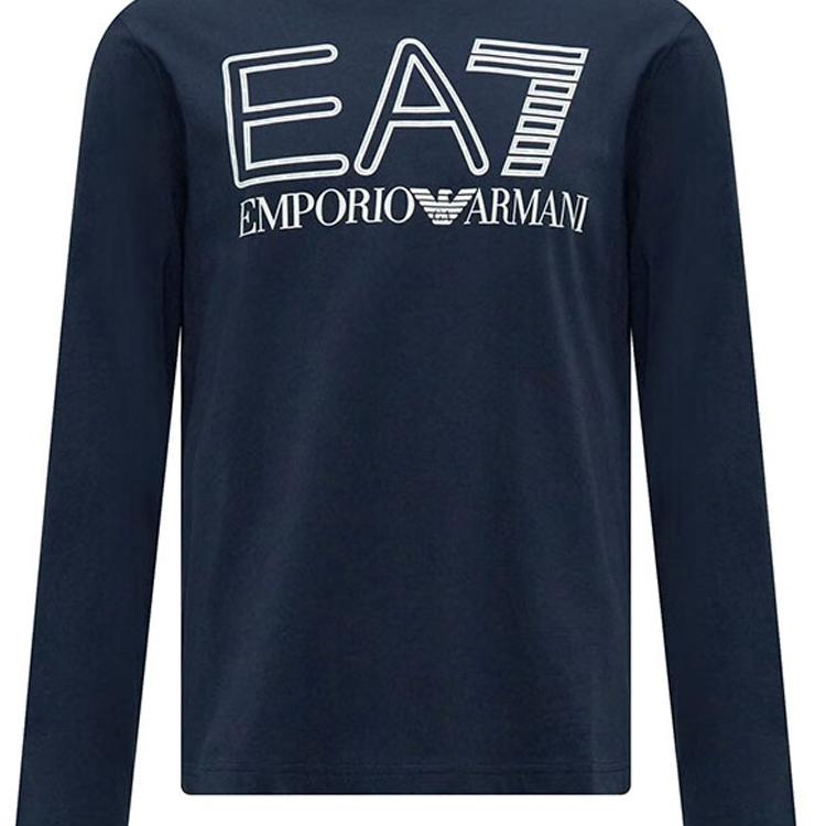 Emporio Armani FW23 EA7 Series Logo Print Crew Neck Long Sleeve T-Shirt Men Tops Blue 6RPT04-PJFFZ-1554