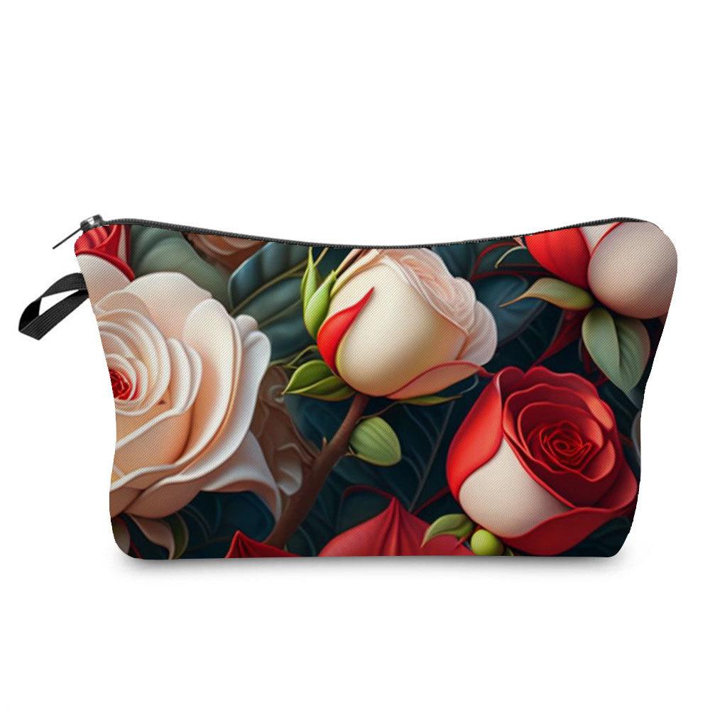 Women Flower Print Cosmetic Bag Toiletries Organize Travel Storage Case  6394 CLE