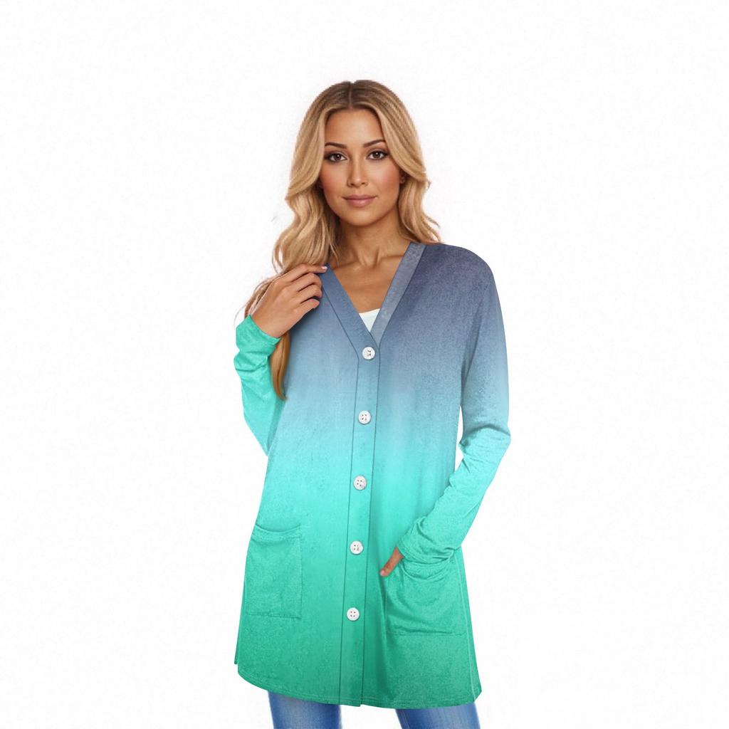 Women's Long Sleeve Cardigan Casual Jacket With Pockets Top
