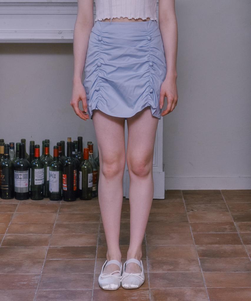 LULUCHOU Shirring Skirt - Sky Blue