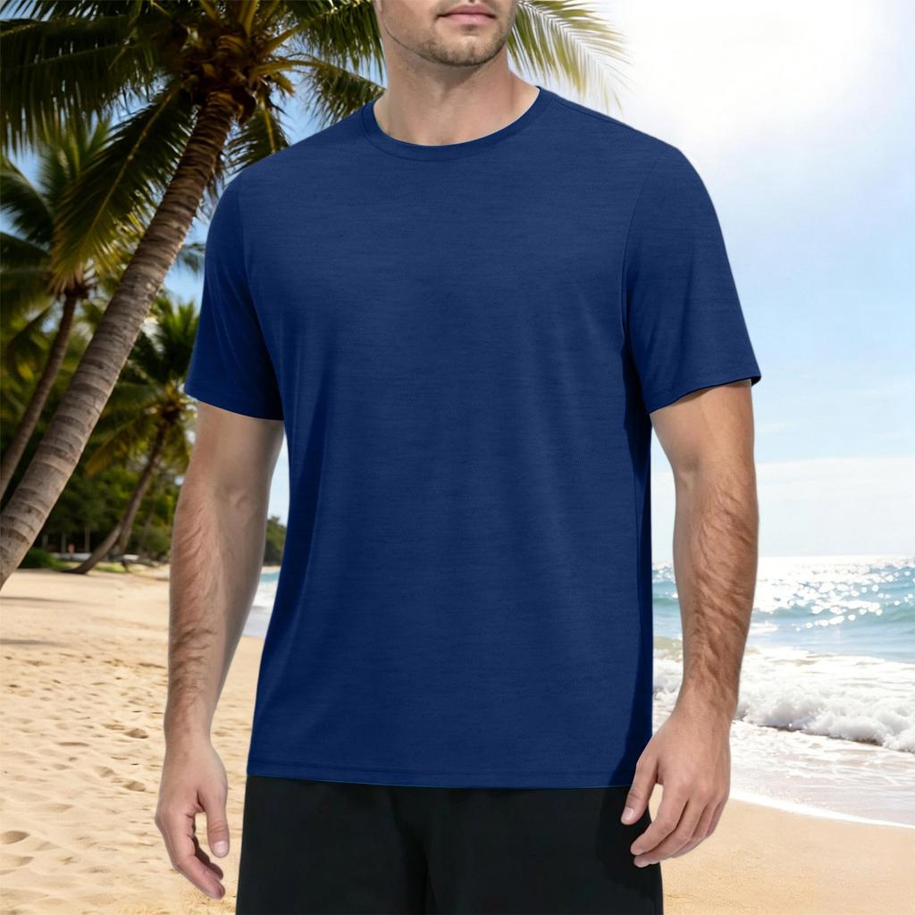 Men's Summer Quick Dry Short Sleeve T Shirt Lightweight Athletic Fitness Top for Outdoor Sports Hiking Running Gym