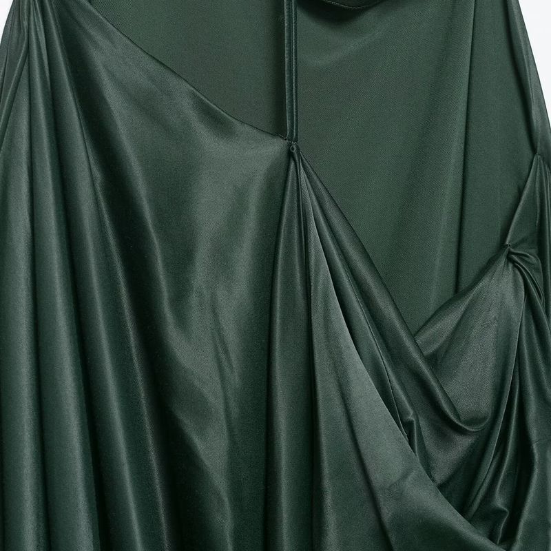 Kaslead New Women clothes Western Style Fashion Asymmetric Silk Satin Texture Dress 8073126