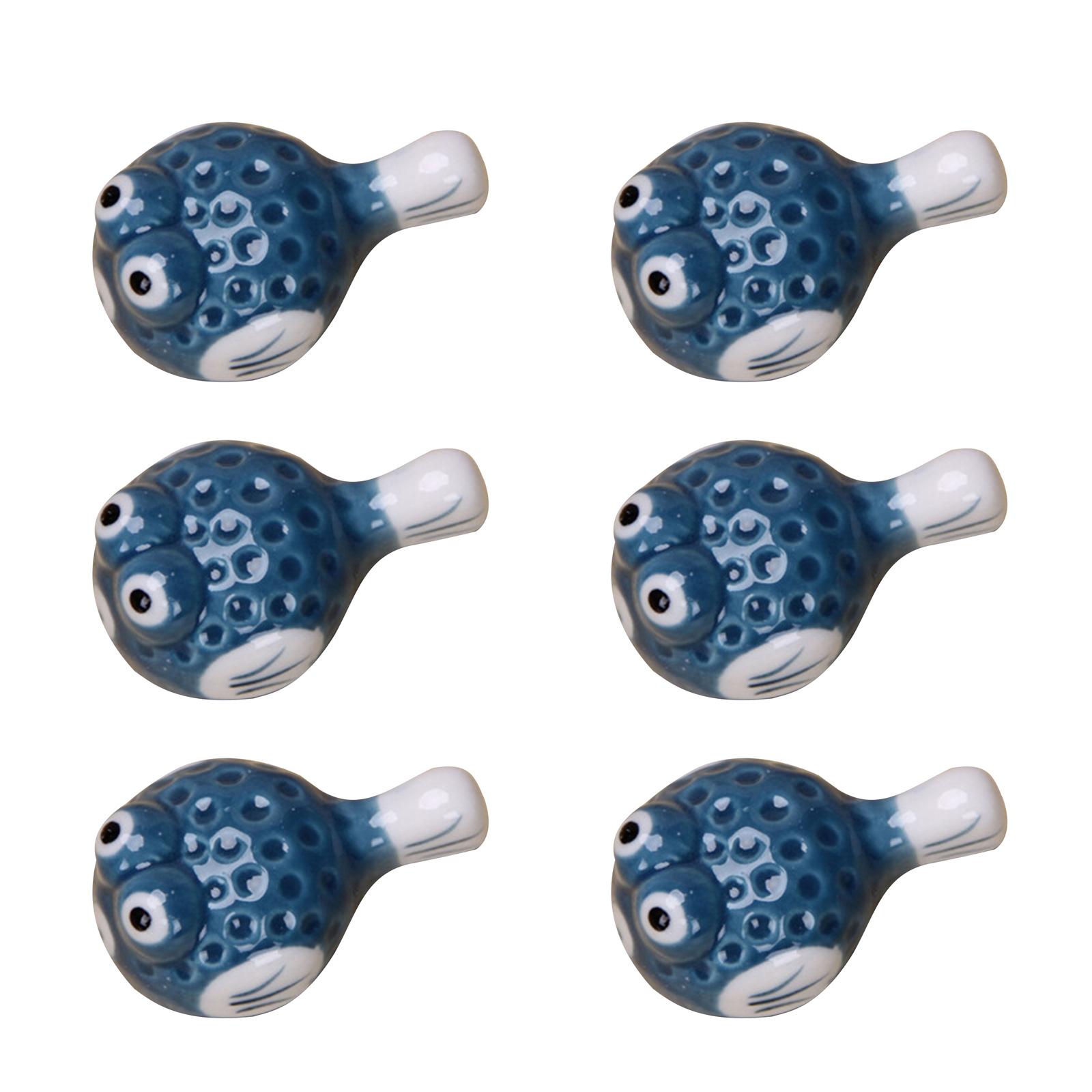 6 Pack Chopstick Rests Cute Pufferfish Shaped Chopstick Holders Ceramic Rests Ceramic Material for Chopstick Fork Spoon