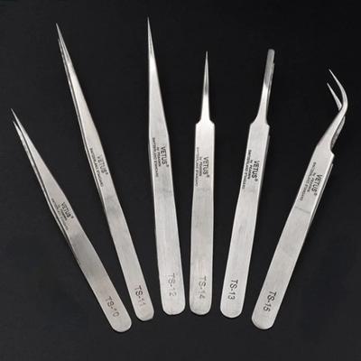 Pinzette antistatiche industriali in acciaio inossidabile, pinzette per sopracciglia curve, pinzette di precisione, utensili per orologiai, riparazione telefoni