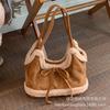 Korean Suede Portable Bucket Bag Women's 2025 New Trendy Fashion Plush Bag Versatile Large-capacity Tote Bag