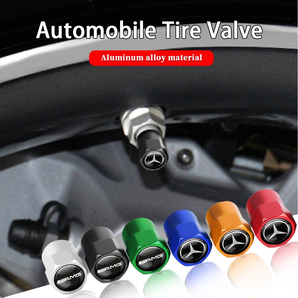 4Pc Aluminum Car Wheel Tire Valve Cap Tyre Dust Cover Accessorie for Mercedes Benz W204 W205 Amg W211 W212 W213 Smart Fortwo 451
