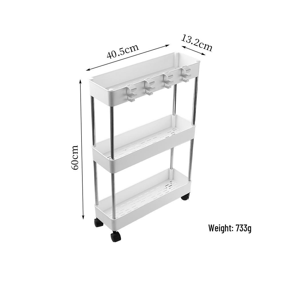 Mobile Multi-layer Floor Storage Rack for Bathroom, Kitchen, and Living Room