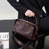 Autumn and Winter New High-end Boston Bag, Light Luxury First Layer Pleated Cowhide Leather Women's Bag, Clutch Pattern Pillow Bag