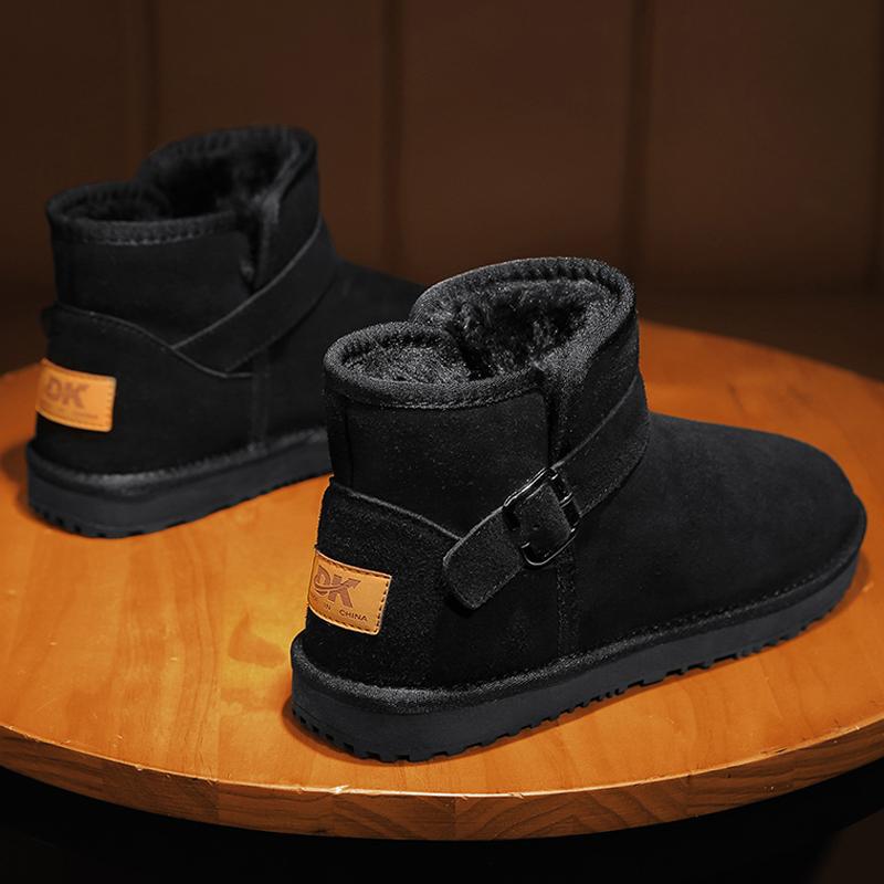 

Мужские новые зимние бархатные утолщенные уличные теплые ботинки на плоской подошве средней длины, хлопковые ботинки-хлебушки, нескользящие короткие ботинки, мужская обувь 44