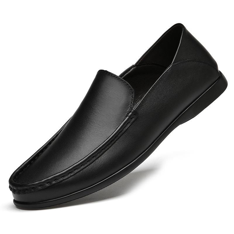Men s Spring Slip-On Cowhide Loafers with Rubber Sole 36