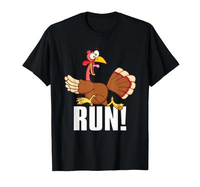 Corri! Divertente Maglietta Corsa Thanksgiving 5k Turkey Trot S-5XL Q8312