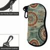 2D-Vintage Bohemian Floral Pattern Sunglasses Case, Retro Ethnic Style Eyeglasses Pouch, Protective Zipper Storage Holder for Travel Daily Use