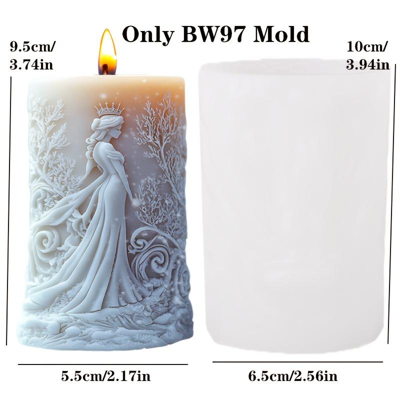 Snow Princess Cylinder Relief Candle Silicone Mold Creative Snow Princess Girl Cylinder Resin Gypsum Clay Concrete Molds