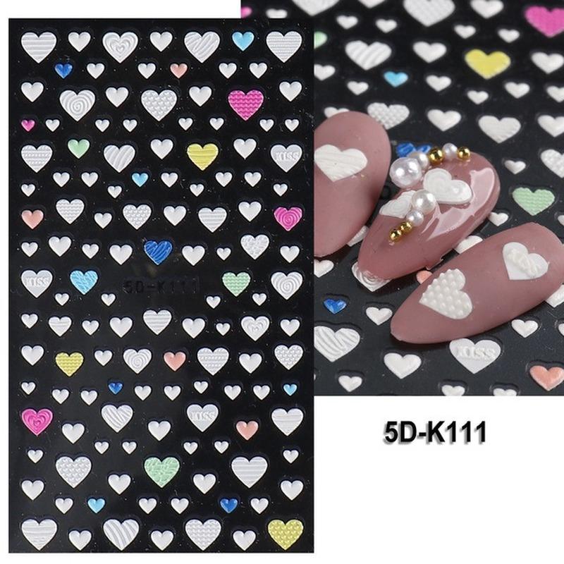 

1 Sheet 5D Engraved White Cloud Nail Art Stickers Embossed Love Heart Star Textured Decals Manicure Acrylic Nail Art Decoration