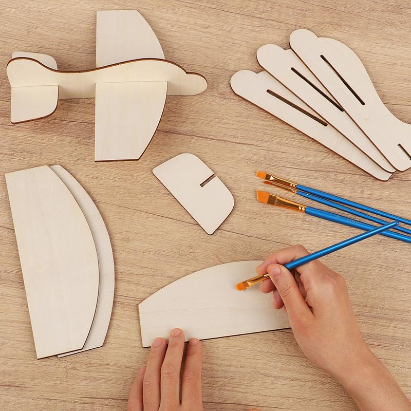 1-5Pcs Wooden Blank Airplane DIY Crafts Kids Painting Toy Birthday Party Favors Christmas Gift Unfinished Wood Plane Model