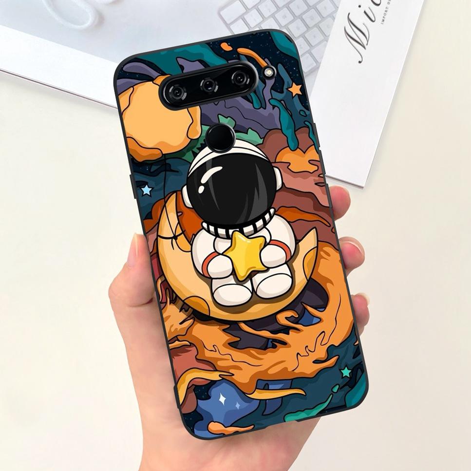 Case For LG V40 ThinQ Cartoon Astronaut Dinosaur Soft Silicon Black Cover For LG V50 V50S ThinQ 5G LG V30 2017 Bumper Phone Case