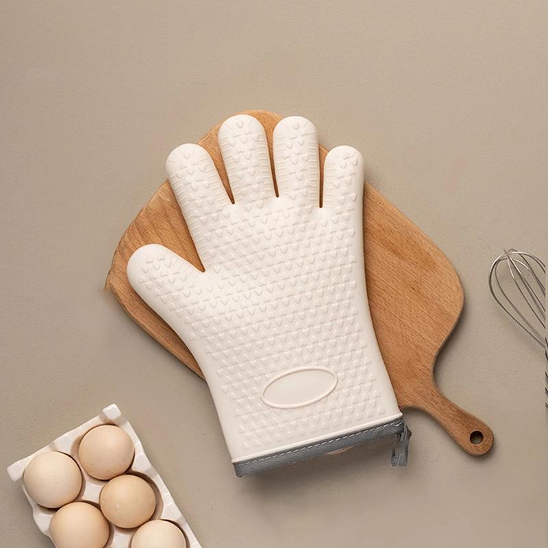 Five-Finger Extended Silicone Oven Microwave Gloves High Temperature Resistant Non-Slip Kitchen Baking Insulation Gloves