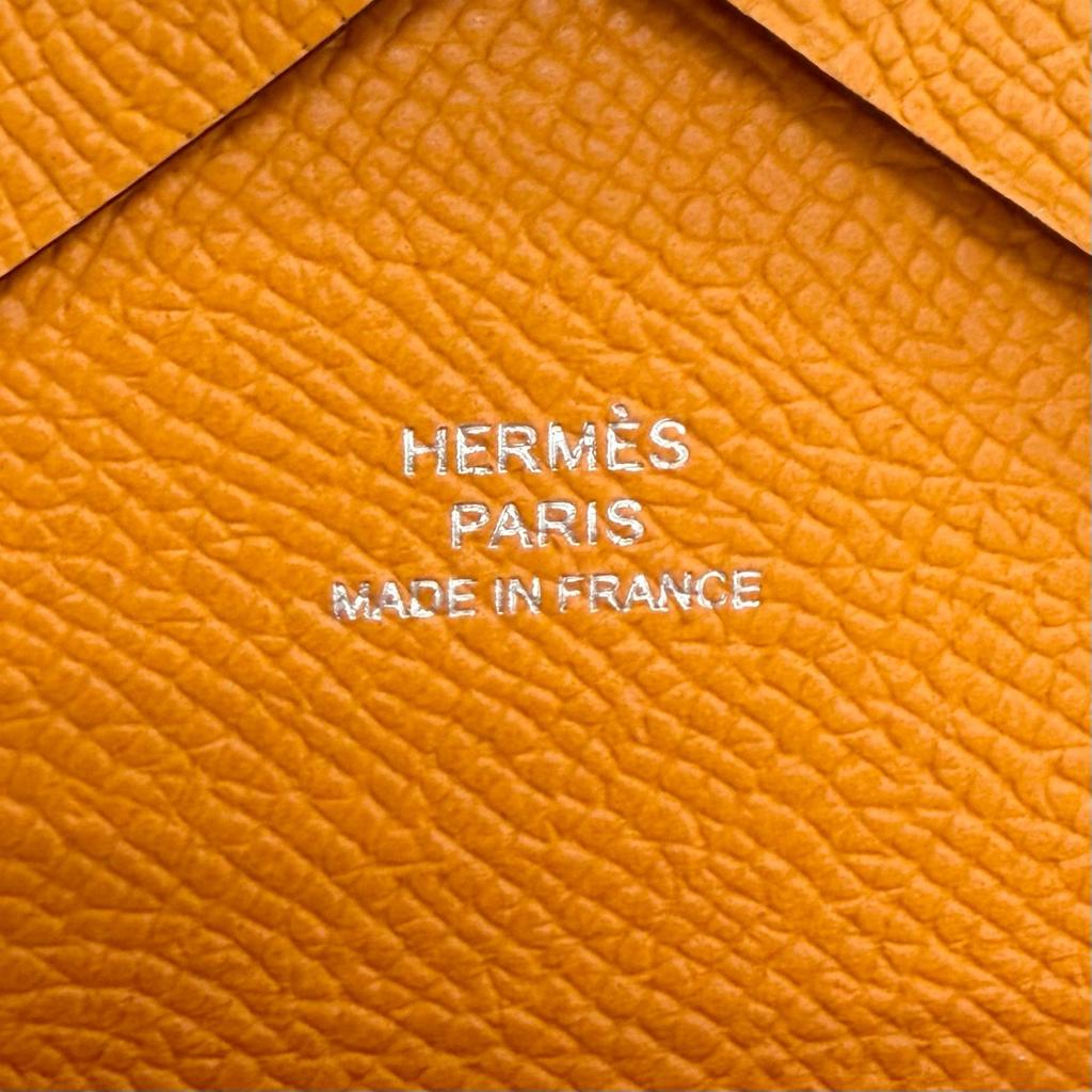 Pristine HERMES Coin Case Calvi Duo Serie Metal Compact Wallet Epsom Leather Used
