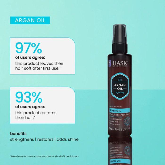 Huile capillaire - Hask - Huile d'Argan - 100ml - Réparateur - Brillance sans frisottis