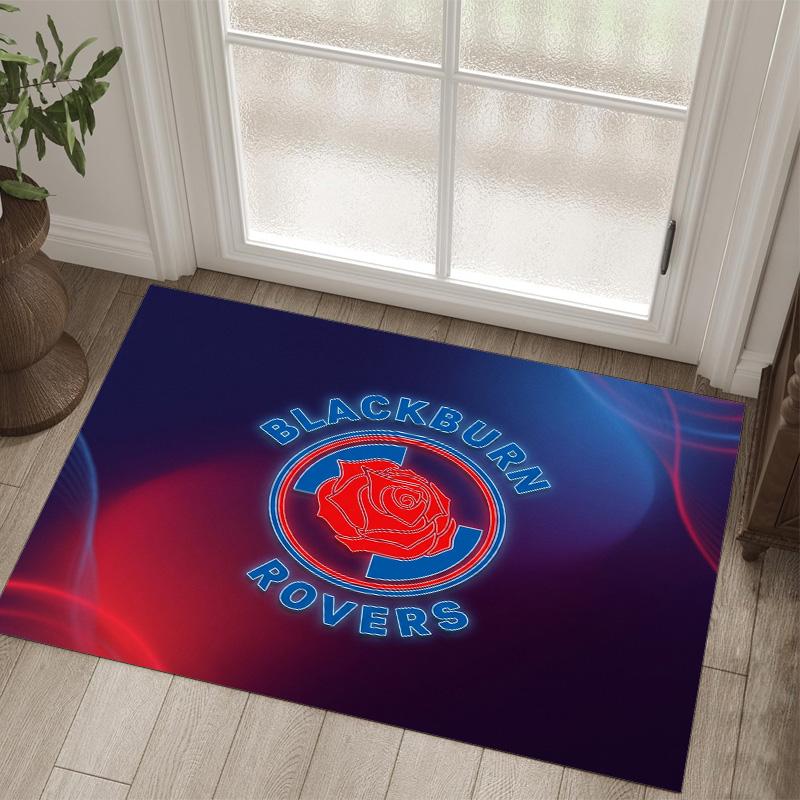 Blackburn Rovers Football Design Crystal Velvet Carpet Cozy Non?Slip Printed Rug For Bedroom Living Room Entrance