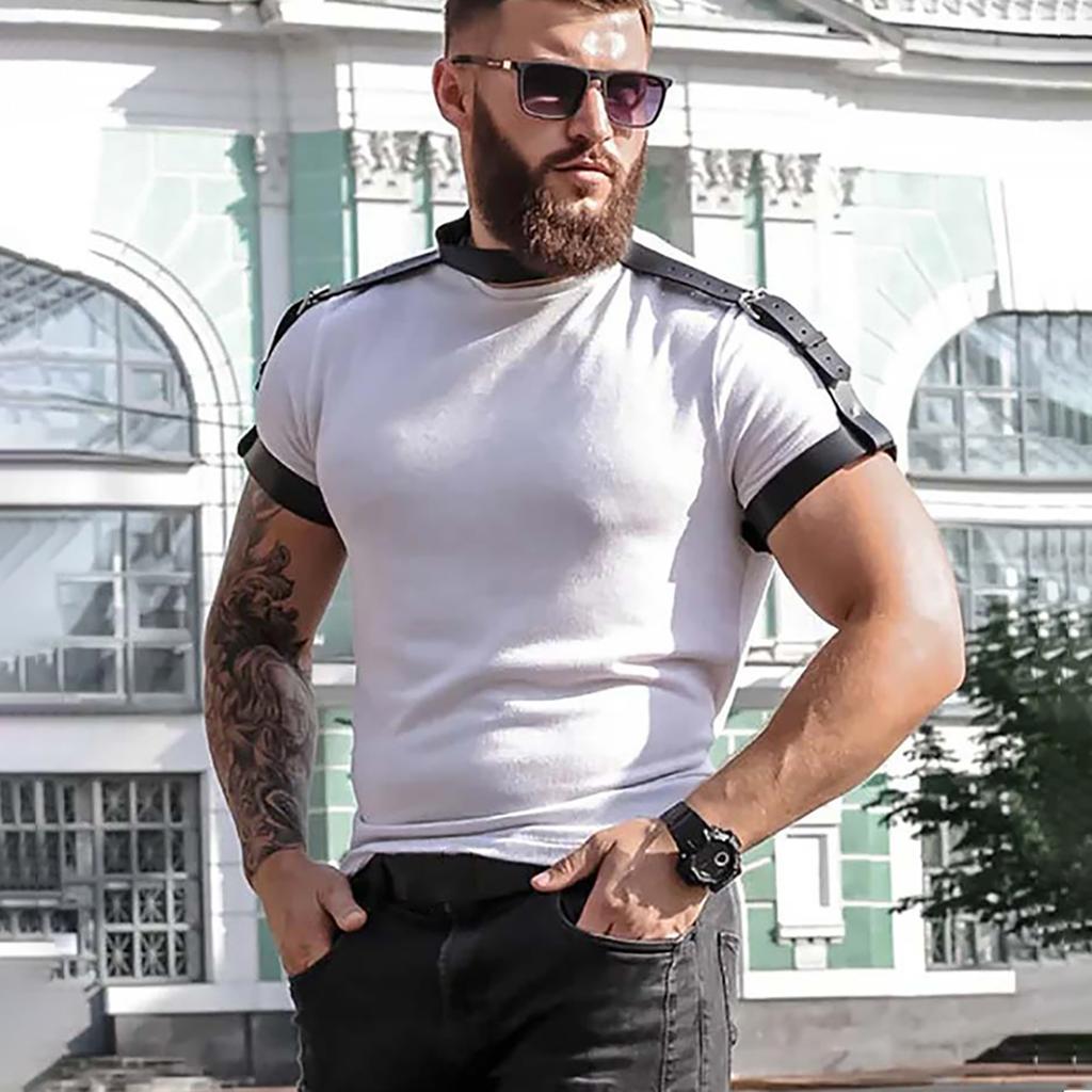 Men Leather Suspenders Belt Body Bondage Straps Fashion Adjustable Braces Suspender With Punk Harness Belts Exotic Accessorie