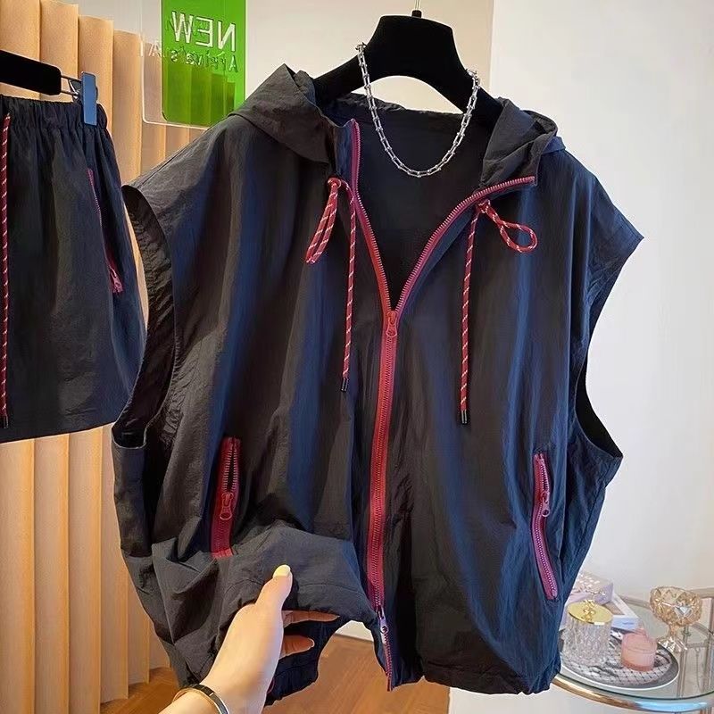 Hooded Sleeveless Vest Lightweight and Versatile for Spring and Summer Loose Casual Quick-dry Sun Protection