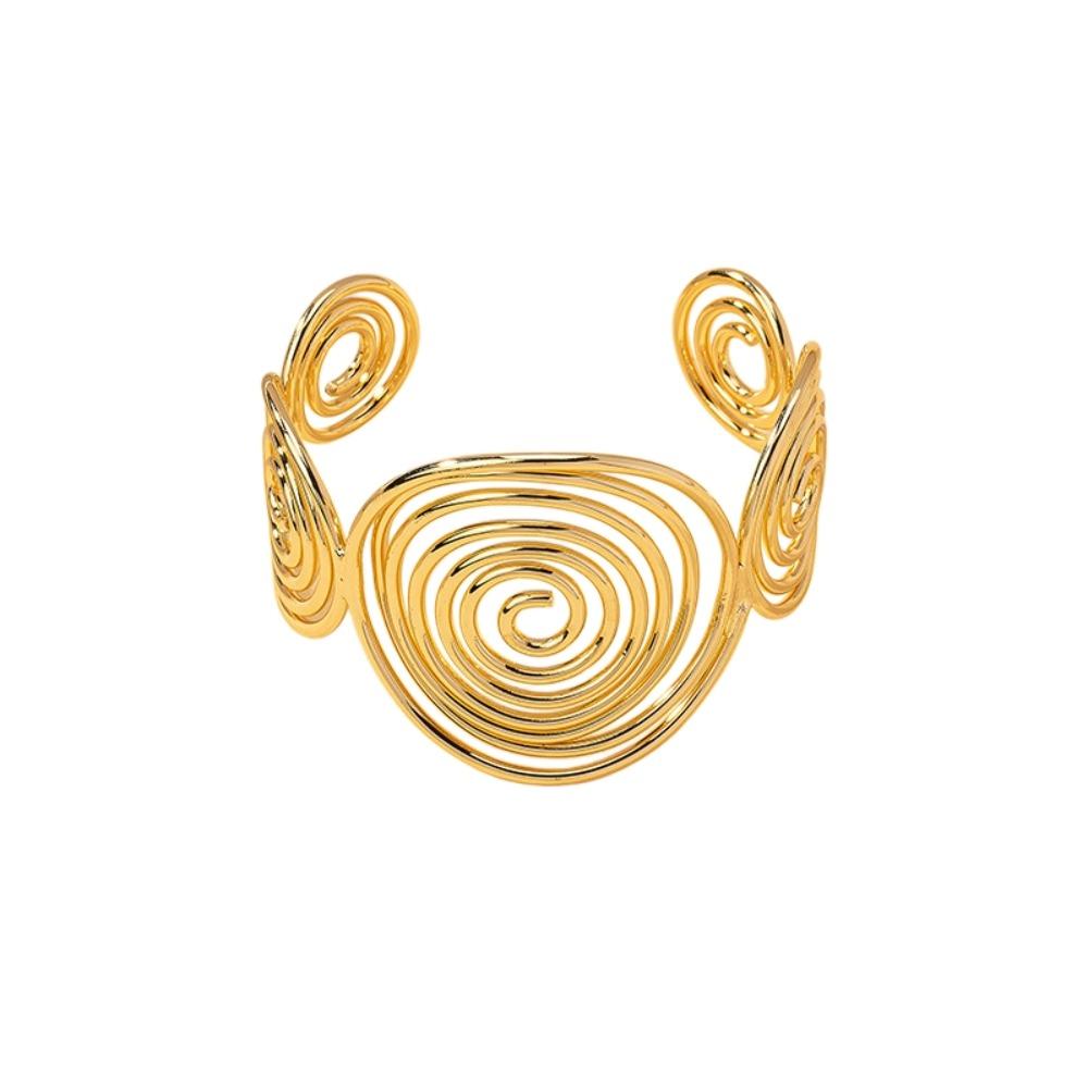 S/Round Shape Irregular Wide Bracelet Wave Opening Retro Hand Ring Zinc Zinc Alloy Wide Opening Bangle Gift