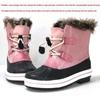 Pink Fur Collar Girls' Mid-Calf Snow Boots - Warm, Anti-Slip, Winter Protection