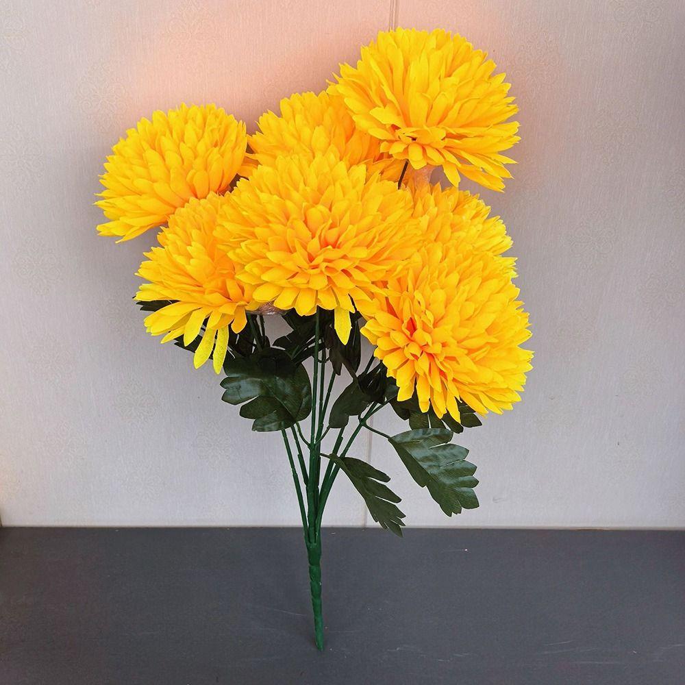 Multicolor Chrysanthemum Artificial Flower 7 Heads Decorative Flower Faux Floral Event Supplies