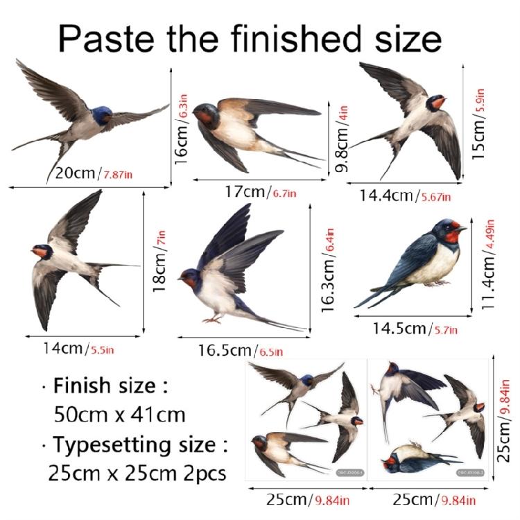 Stylishs Bird Decals for Glass Set of 2 Window Stickers for Safety Decors