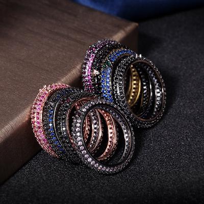 Luxury Gorgeous Color Diamond Zircon 925  Ring Black Zircon Line Simple Geometric Ring Birthday Gift Wedding Jewelry Ring