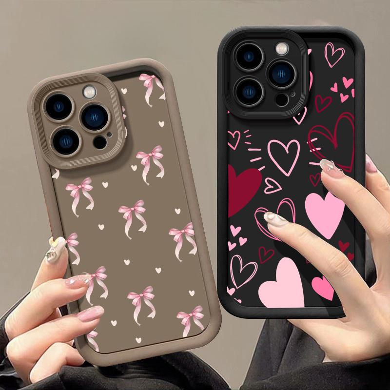 Love Heart Phone Case For Google Pixel 10 9 8 7 Pro XL 8A 7A 9Pro 7Pro 8Pro 9ProXL Silicone Red Bowknot Tie INS Fashion Cover