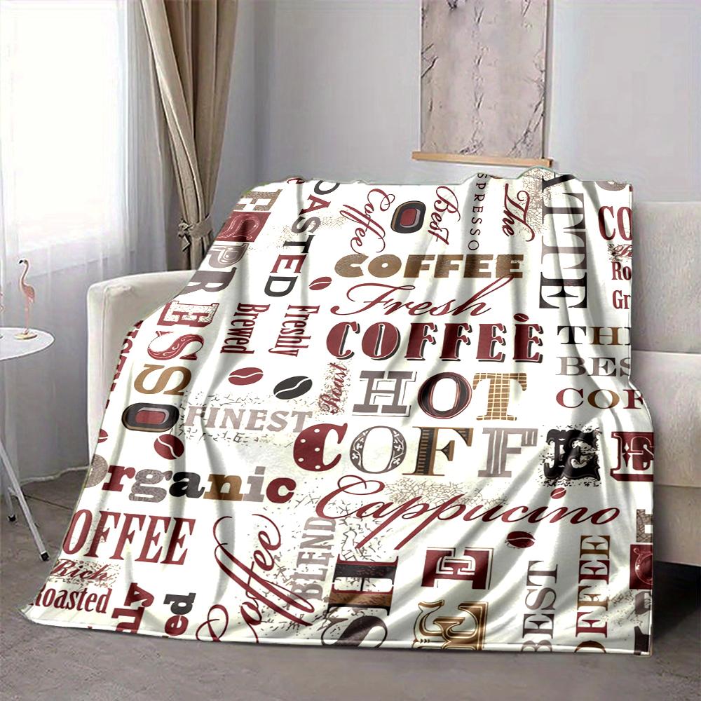 1Pc Coffee Variety Patterns Blanket Soft And Comfortable Casual Warm Camping Travel Christmas Halloween Xmas Gift M928117