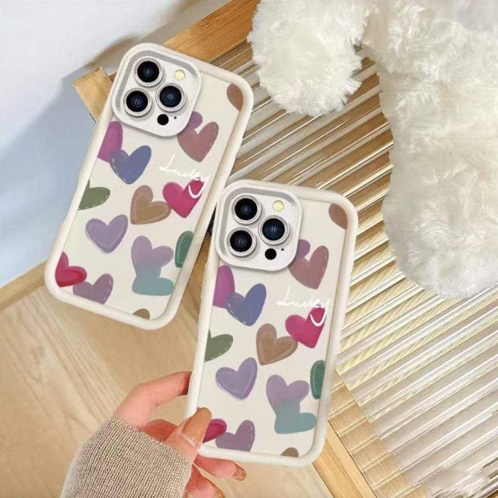 Multiple hearts are suitable for iphone16pro mobile phone case Apple 15 Japan and South Korea 14/13promax new 12.