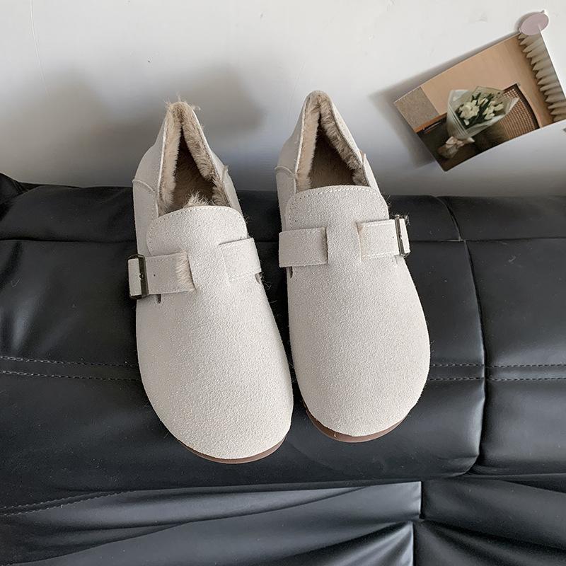 

Новые зимние женские бархатные туфли-однопедальки для беременных, ленивые теплые хлопковые туфли для женщин 40 бежевый