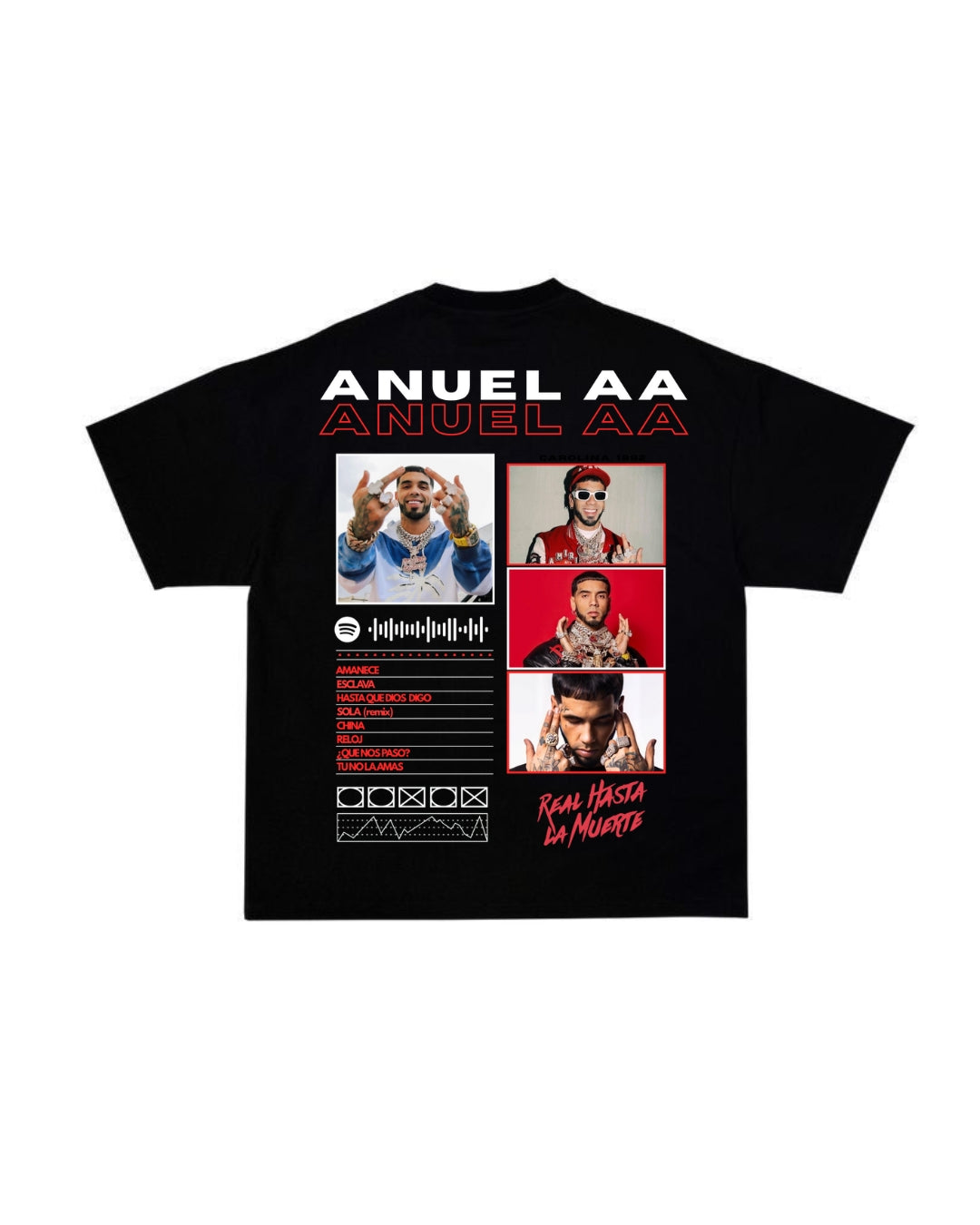 

Anuel AA Real Hasta La Muerte Graphic T-shirt Men s Casual Cotton Streetwear Short Sleeve O-neck Tee 5XL різнокольоровий