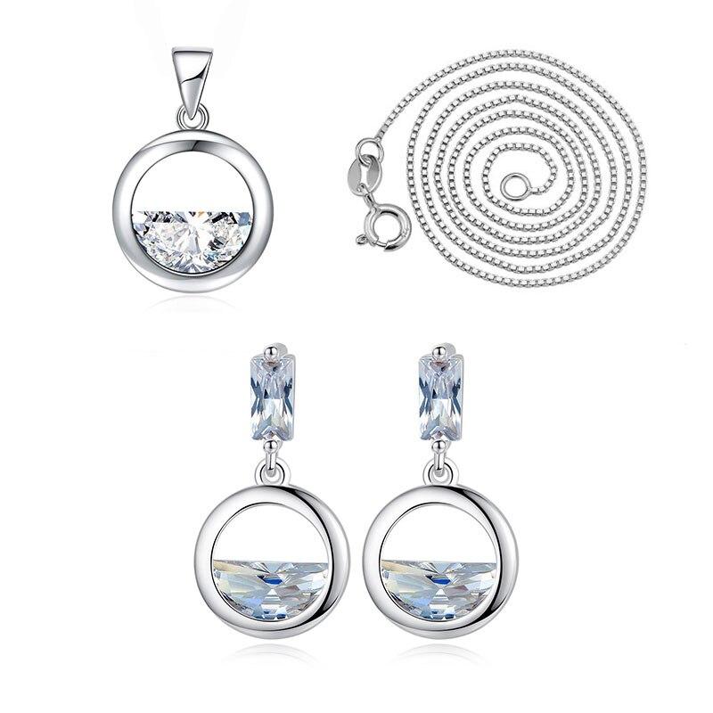 

Ожерелье + серьги из стерлингового серебра 925 пробы с цирконием, женские украшения