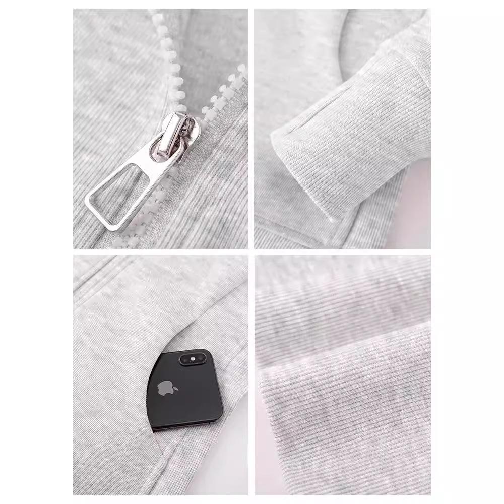 Dámská zeštíhlující mikina s kapucí na podzim/zimu 2024 - Bavlněná mikina se zipem zeštíhlující pas