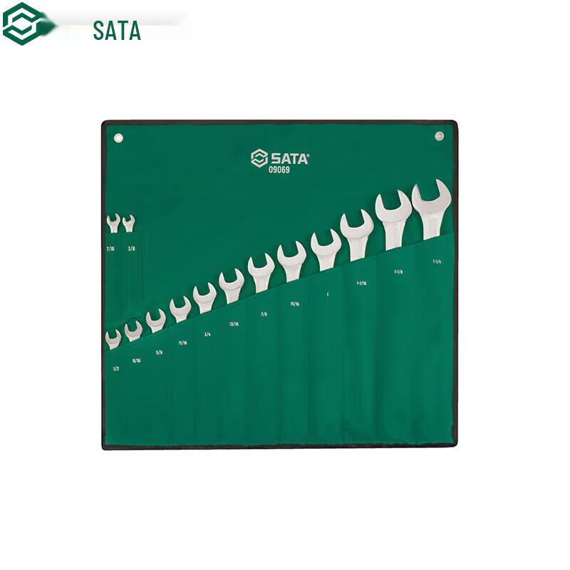 SATA 09069 14-Piece Imperial Combination Wrench Set 14-Piece Set