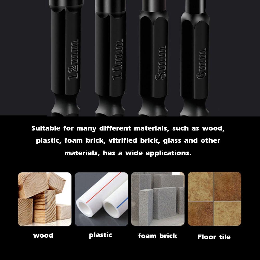 6-teiliges Universal-Bohrer-Set, Hartmetallbohrer, multifunktionale Bohrer, Glaskeramik-Vollbohrer