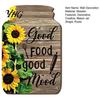 Rustic Sunflower Wall Art Mason Jar Shape Decoration, Wooden with Print, Decor Retro Hanging for Farmhouse Kitchen Living Room Bathroom Country Style