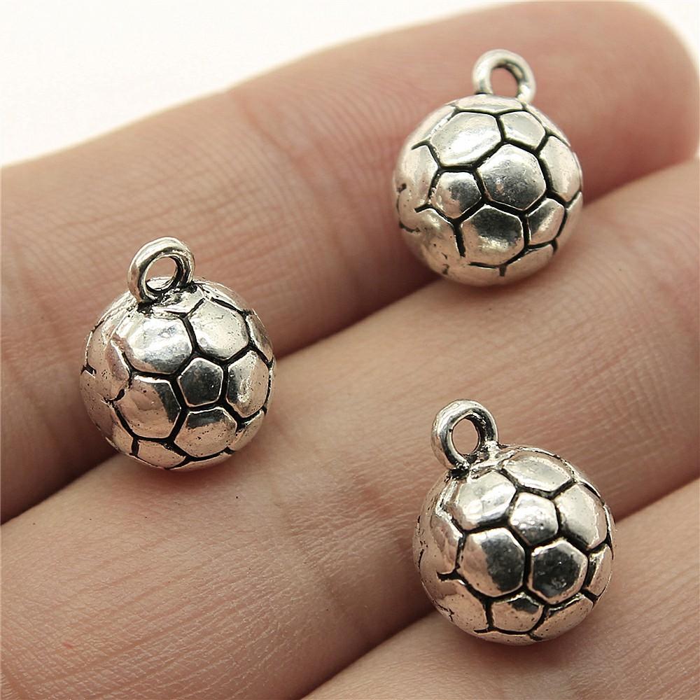 10pcs Soccer Charms Antique Silver Color Soccer Pendant Charms Sport Soccer Charms For Jewelry Making DIY Craft